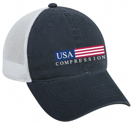 Mesh Back Garment Washed Cap - Navy/White