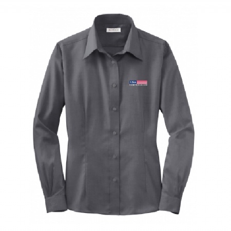 Ladies Non-Iron Pinpoint Oxford - Charcoal