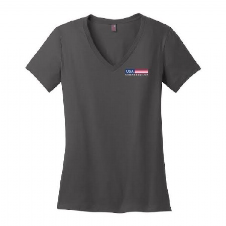 Ladies V-Neck T-Shirt - Charcoal