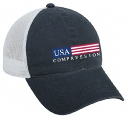 Mesh Back Garment Washed Cap - Navy/White